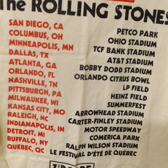 ROLLINGS STONES,N. AERICAN TOUR 2015, GRAPHIC TEE, MEDIUM, OFF WHITE - Picture 2 of 2